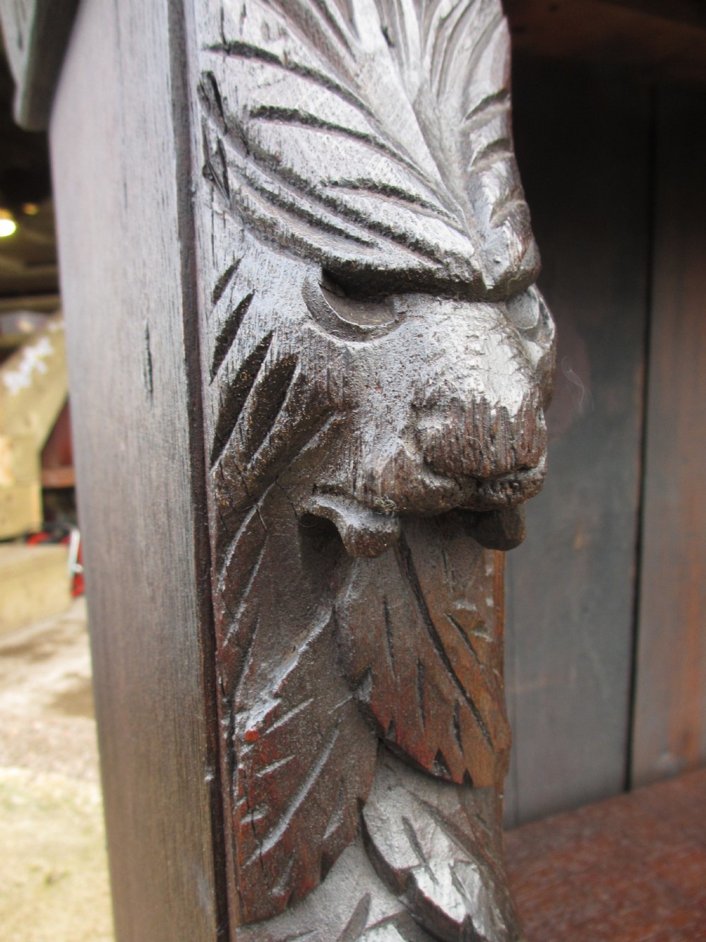 Victorian carved oak adjustable open bookcase View VIII