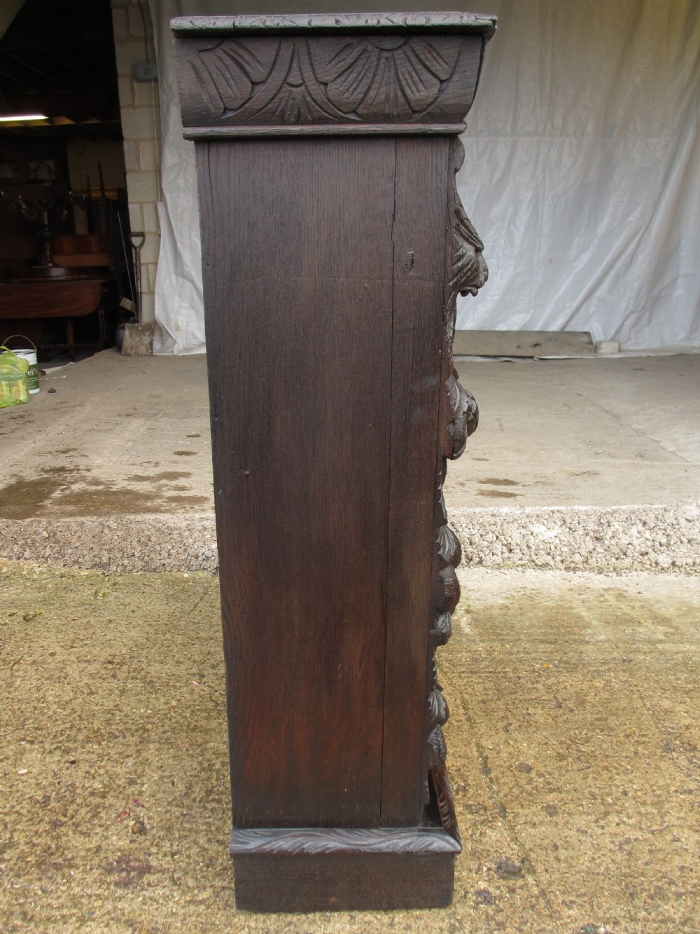 Victorian carved oak adjustable open bookcase View IX