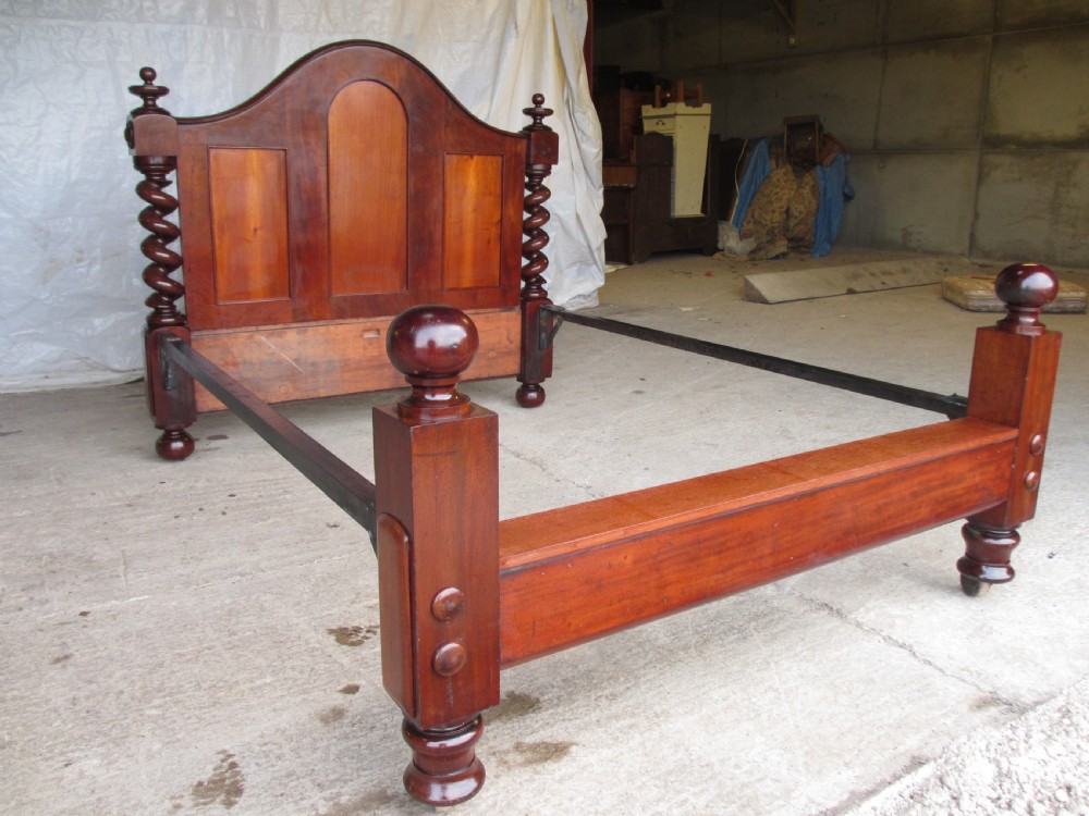 Superb Victorian quality mahogany barley twist double bed View II