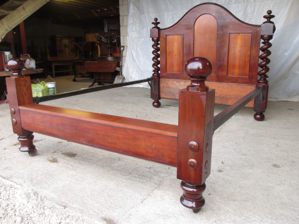 Superb Victorian quality mahogany barley twist double bed View III