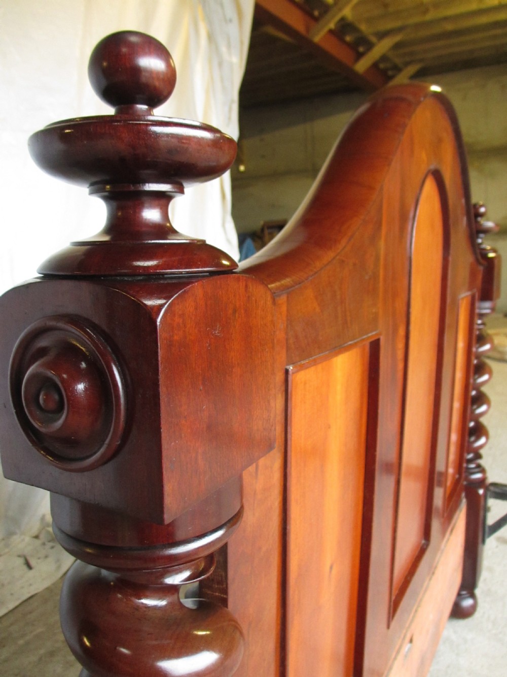 Superb Victorian quality mahogany barley twist double bed View V