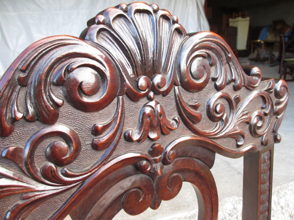 Victorian mahogany pair of carved carver armchairs View IV