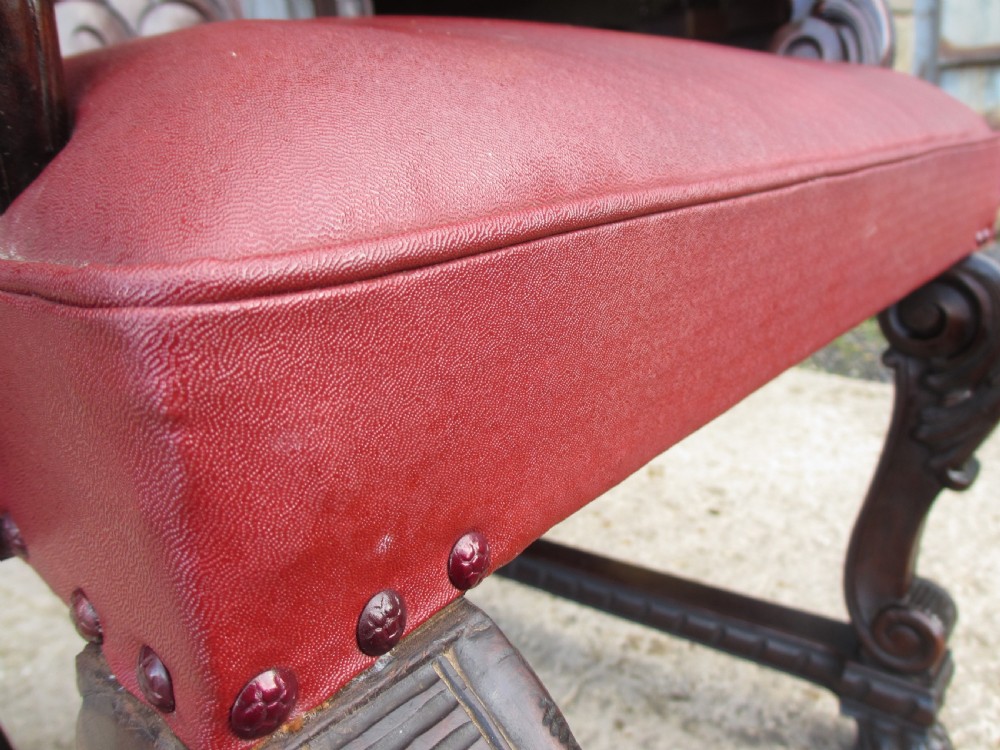 Victorian mahogany pair of carved carver armchairs View V