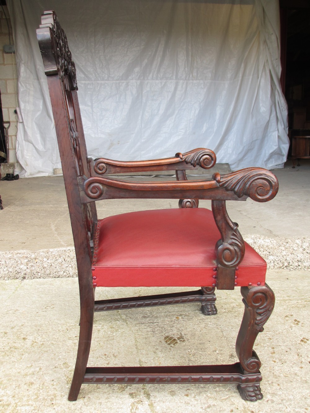 Victorian mahogany pair of carved carver armchairs View VII
