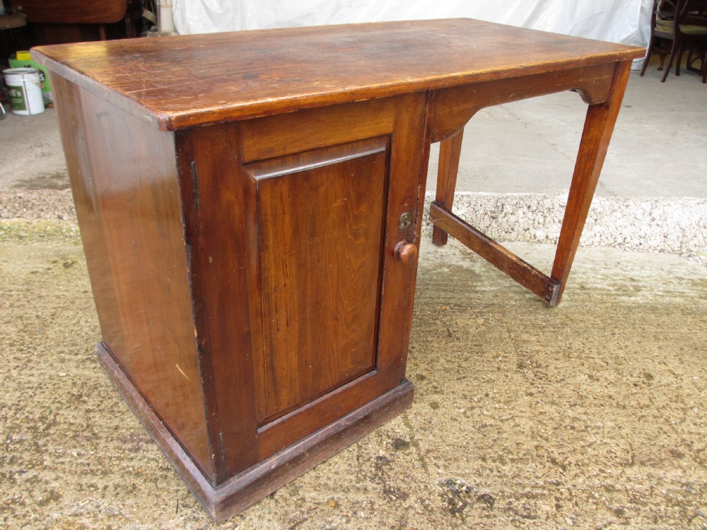 Edwardian mahogany clerks desk with shelved cupboard View II