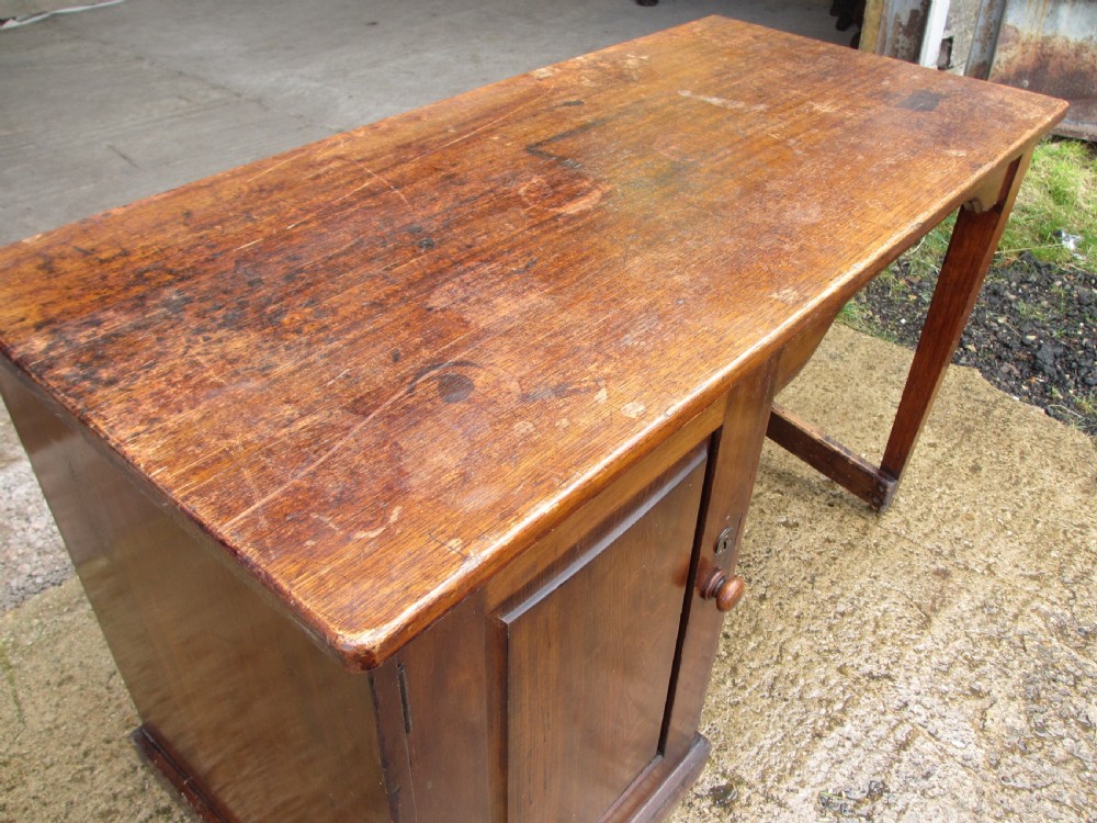Edwardian mahogany clerks desk with shelved cupboard View III