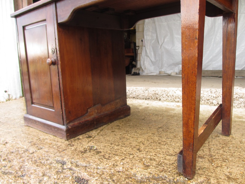 Edwardian mahogany clerks desk with shelved cupboard View V