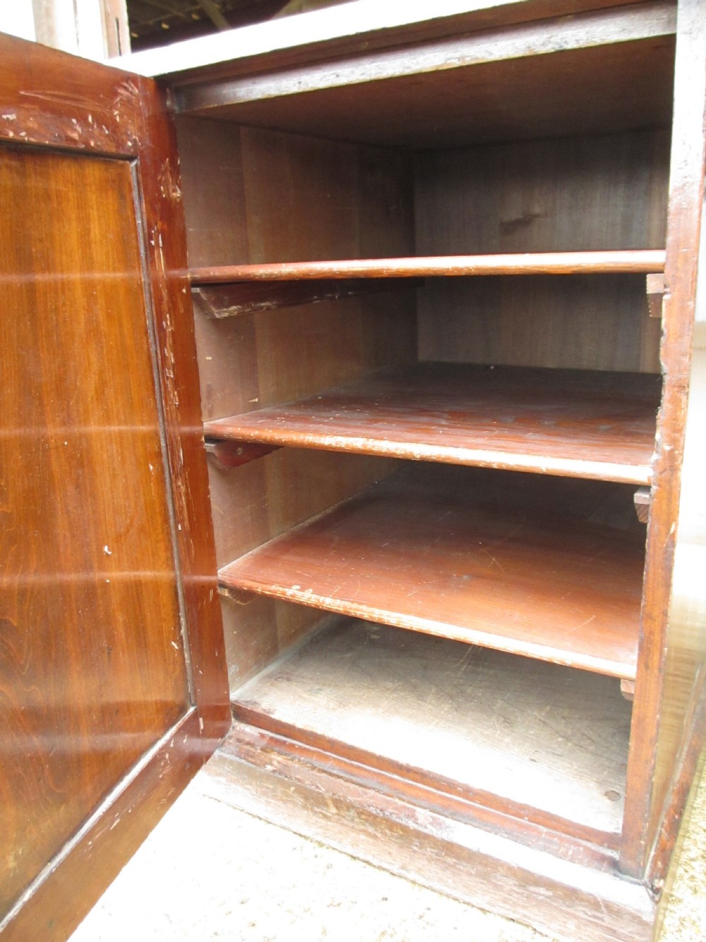 Edwardian mahogany clerks desk with shelved cupboard View VIII