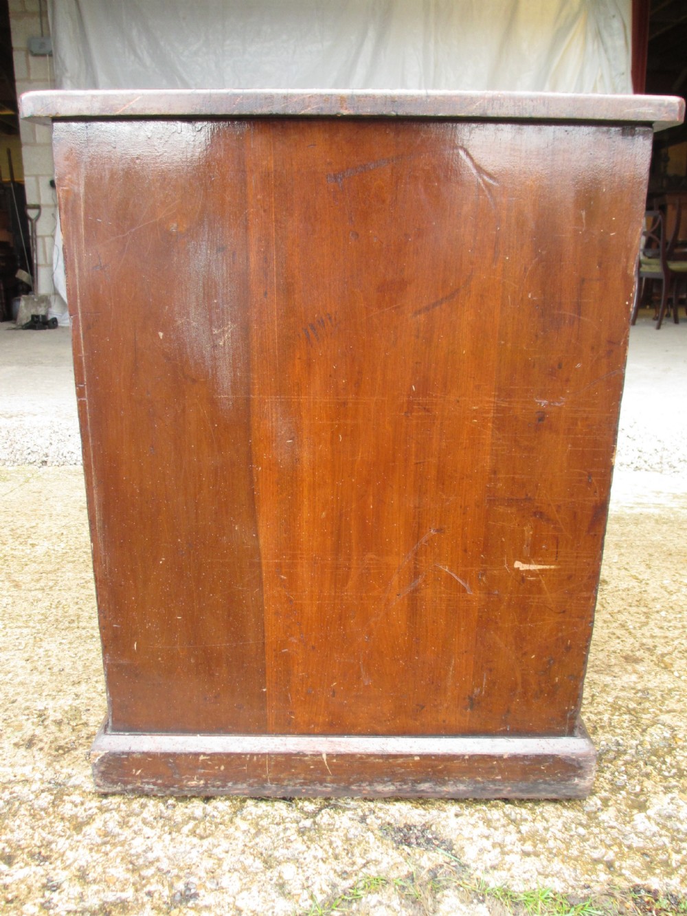 Edwardian mahogany clerks desk with shelved cupboard View X