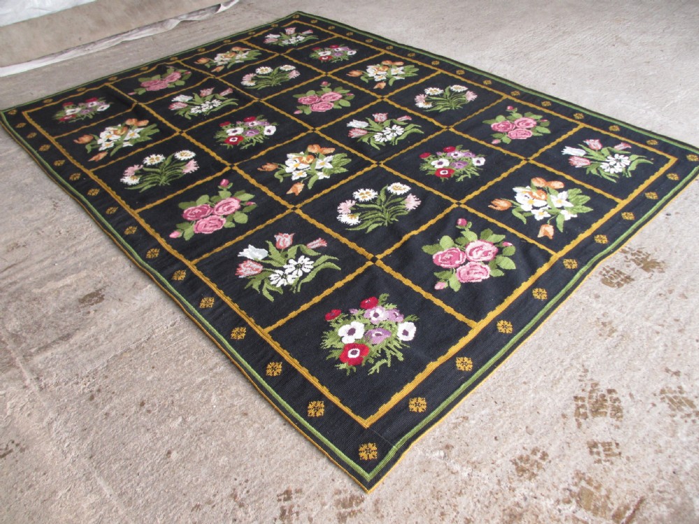Victorian handmade floral rug  View II