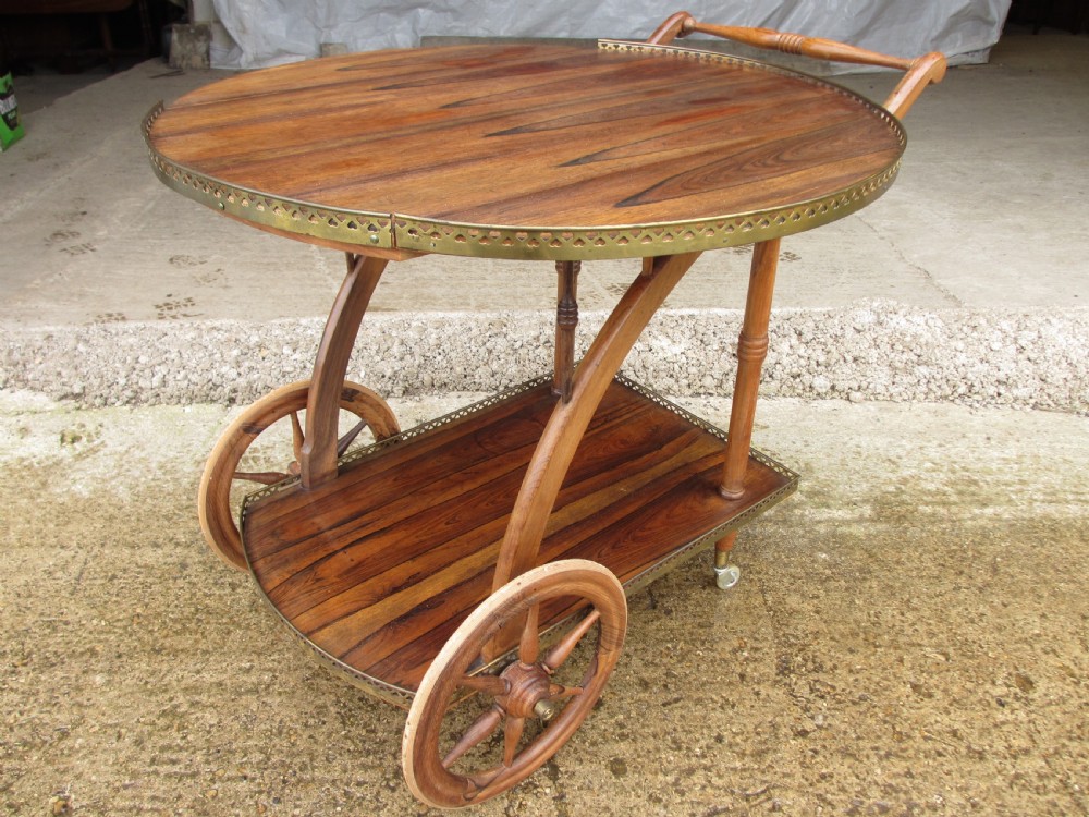 Unusual colonial rosewood drop leaf tea serving trolley  View IV