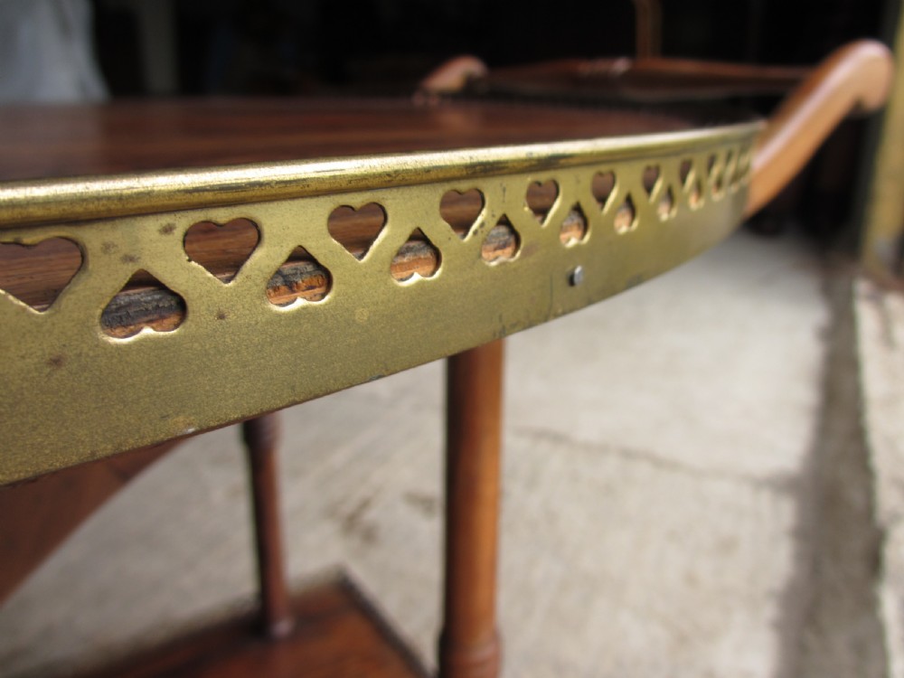 Unusual colonial rosewood drop leaf tea serving trolley  View VII
