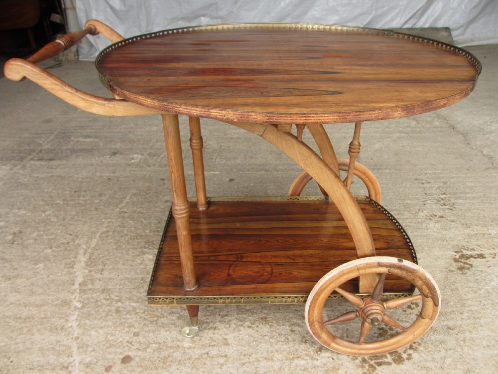 Unusual colonial rosewood drop leaf tea serving trolley  View XIII