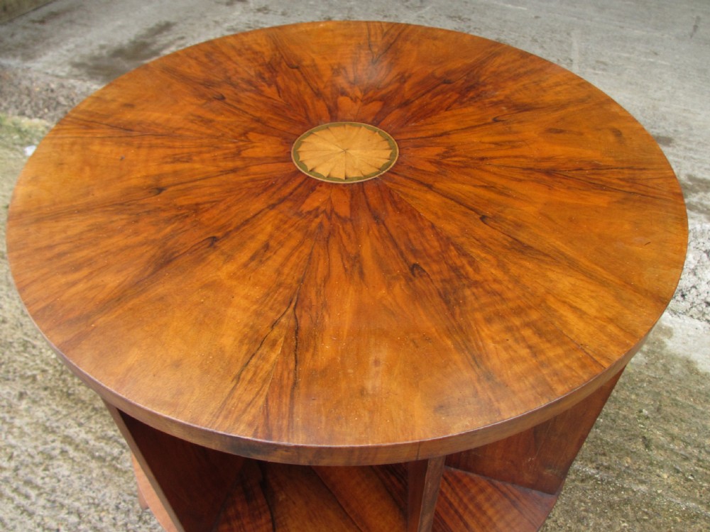 Edwardian inlaid walnut circular revolving bookcase View II