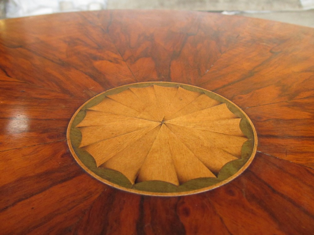 Edwardian inlaid walnut circular revolving bookcase View IV