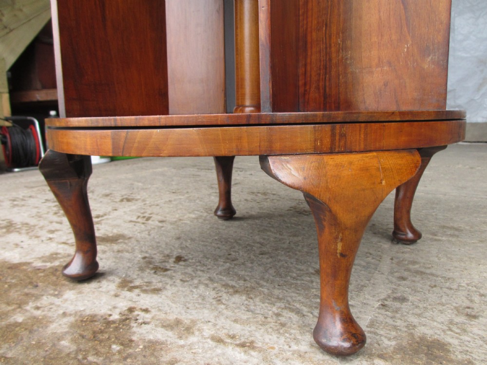 Edwardian inlaid walnut circular revolving bookcase View VI
