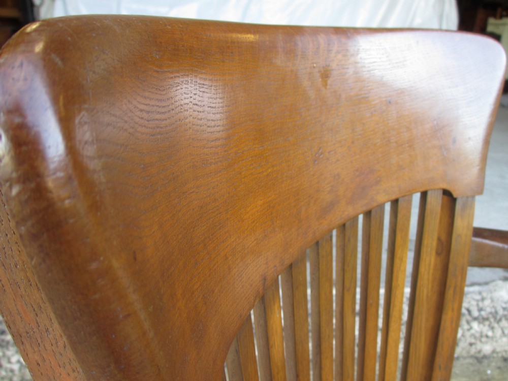 Edwardian oak and leather adjustable swivel desk chair View V