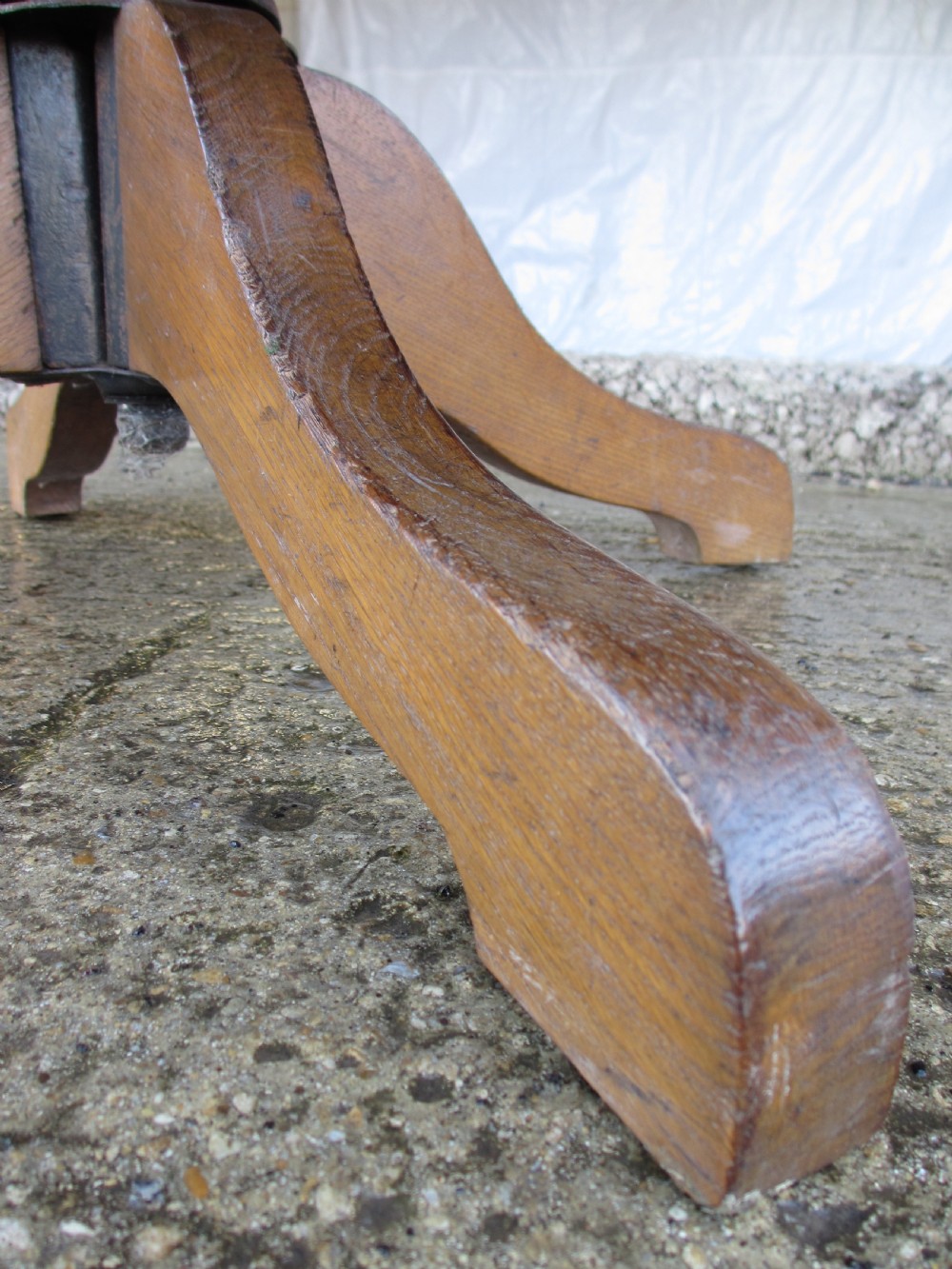 Edwardian oak and leather adjustable swivel desk chair View X