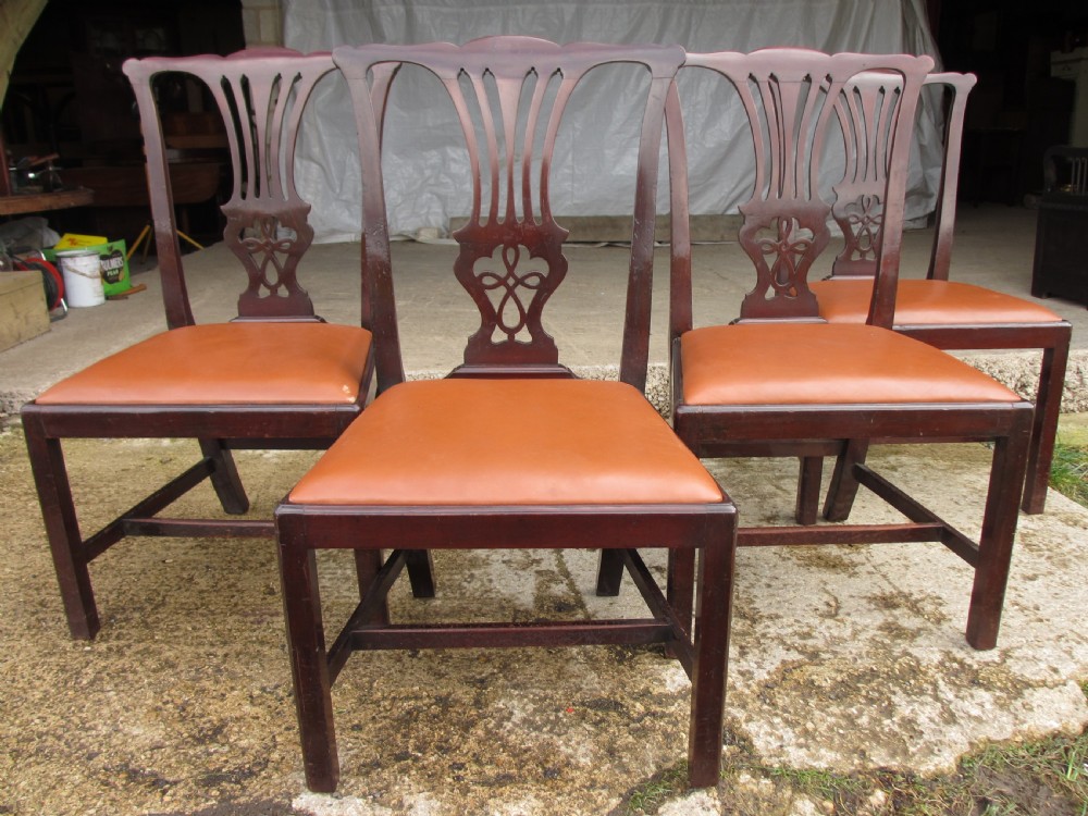 Set of four 19th century mahogany Chippendale style dining chairs 