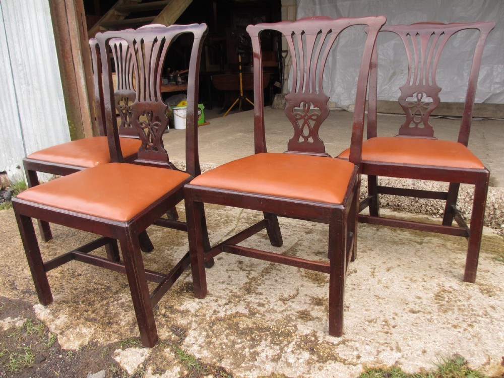 Set of four 19th century mahogany Chippendale style dining chairs  View II