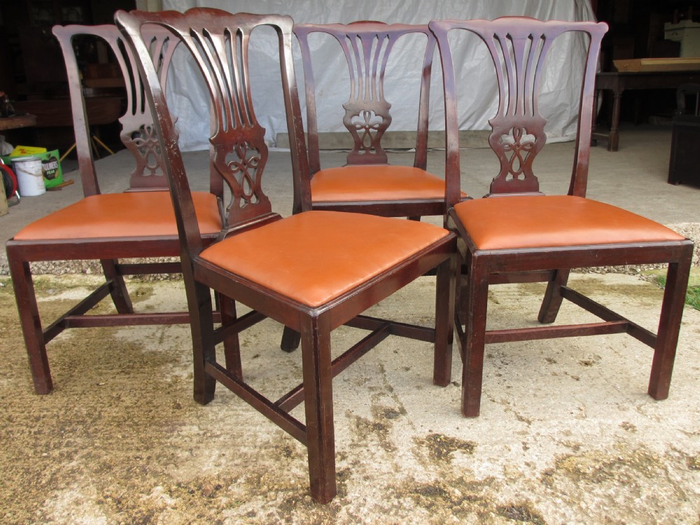Set of four 19th century mahogany Chippendale style dining chairs  View III