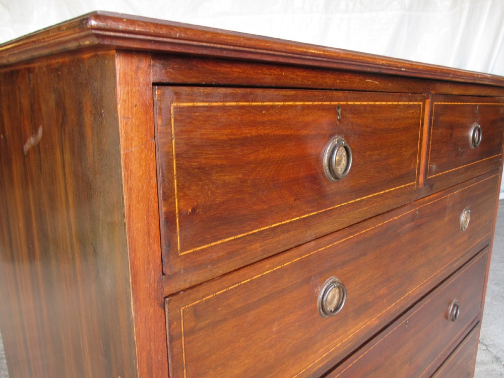 Edwardian inlaid mahogany chest of drawers View III