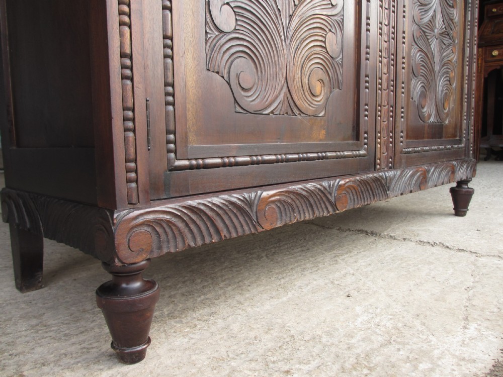 Pair of carved Brazilian mahogany glazed bookcases  View VII