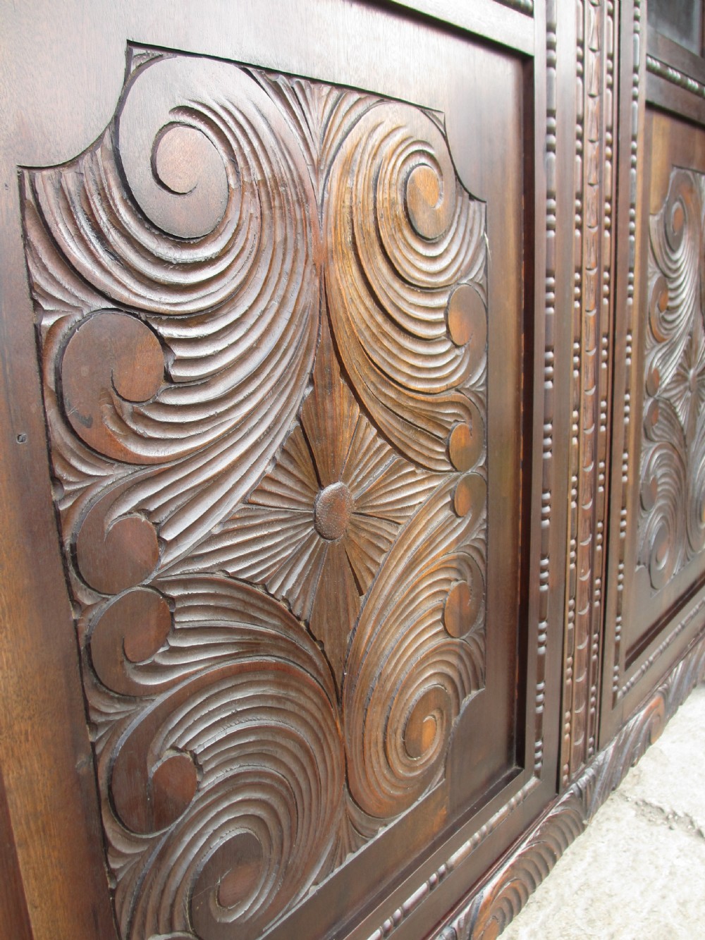 Pair of carved Brazilian mahogany glazed bookcases  View VIII