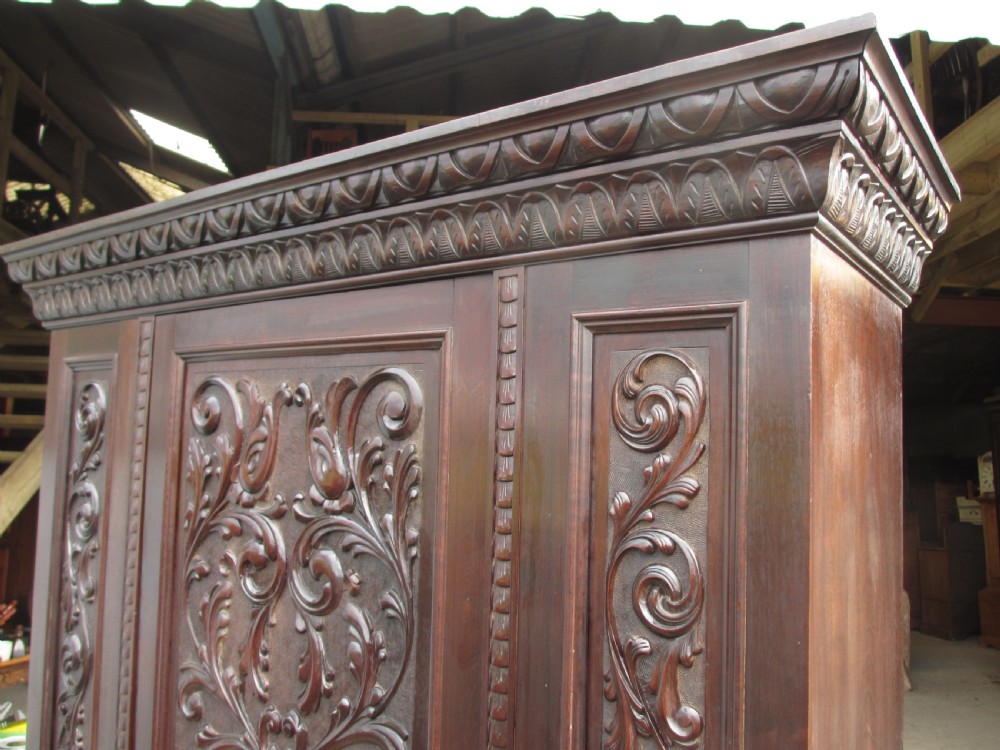 Victorian carved Brazilian mahogany hall cupboard View IV