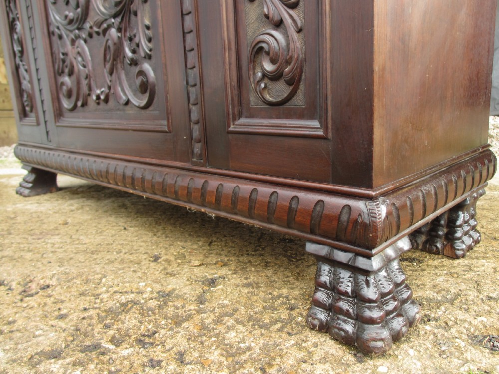 Victorian carved Brazilian mahogany hall cupboard View VIII