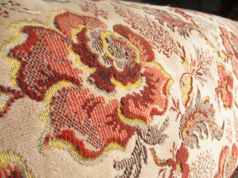 Victorian carved mahogany show frame rose upholstered sofa View VI
