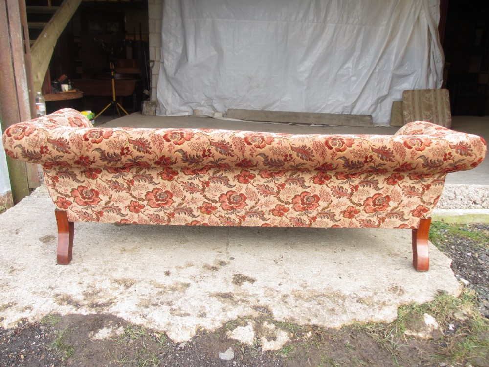 Victorian carved mahogany show frame rose upholstered sofa View XII