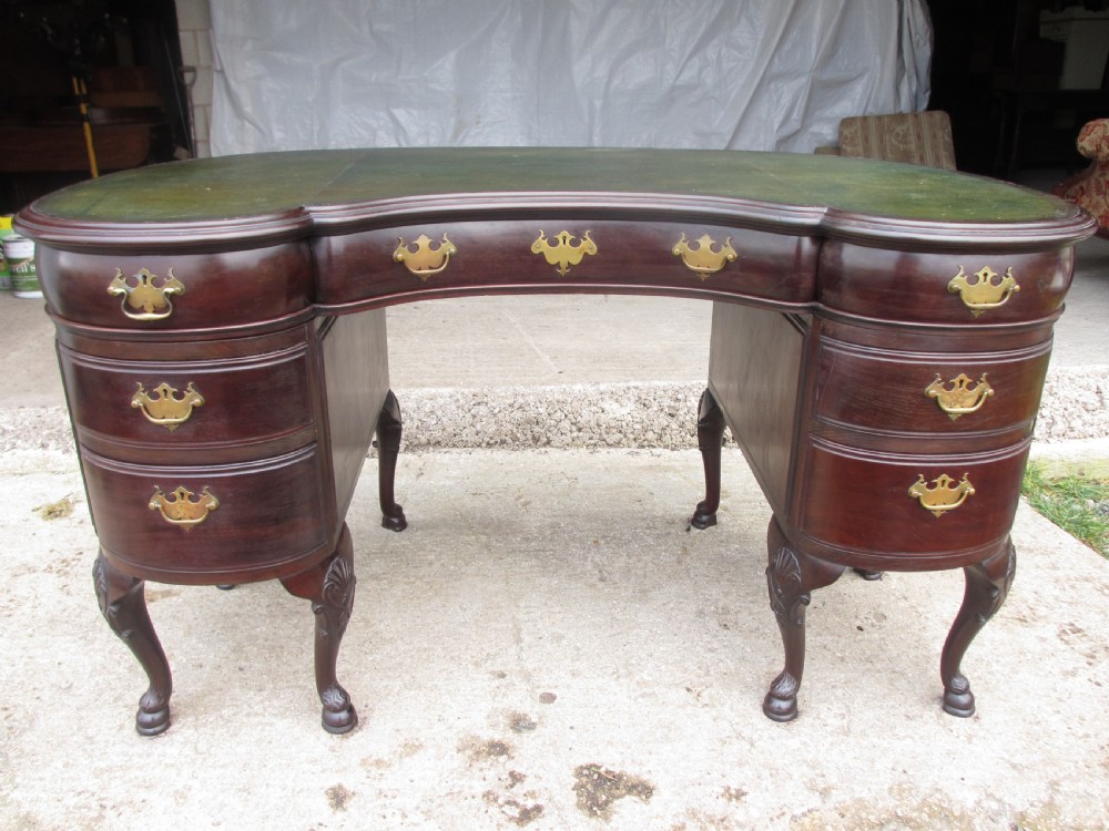 Victorian mahogany kidney shaped pedestal desk  View II
