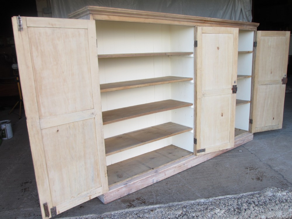 Victorian large pine four door scullery side cabinet View VII