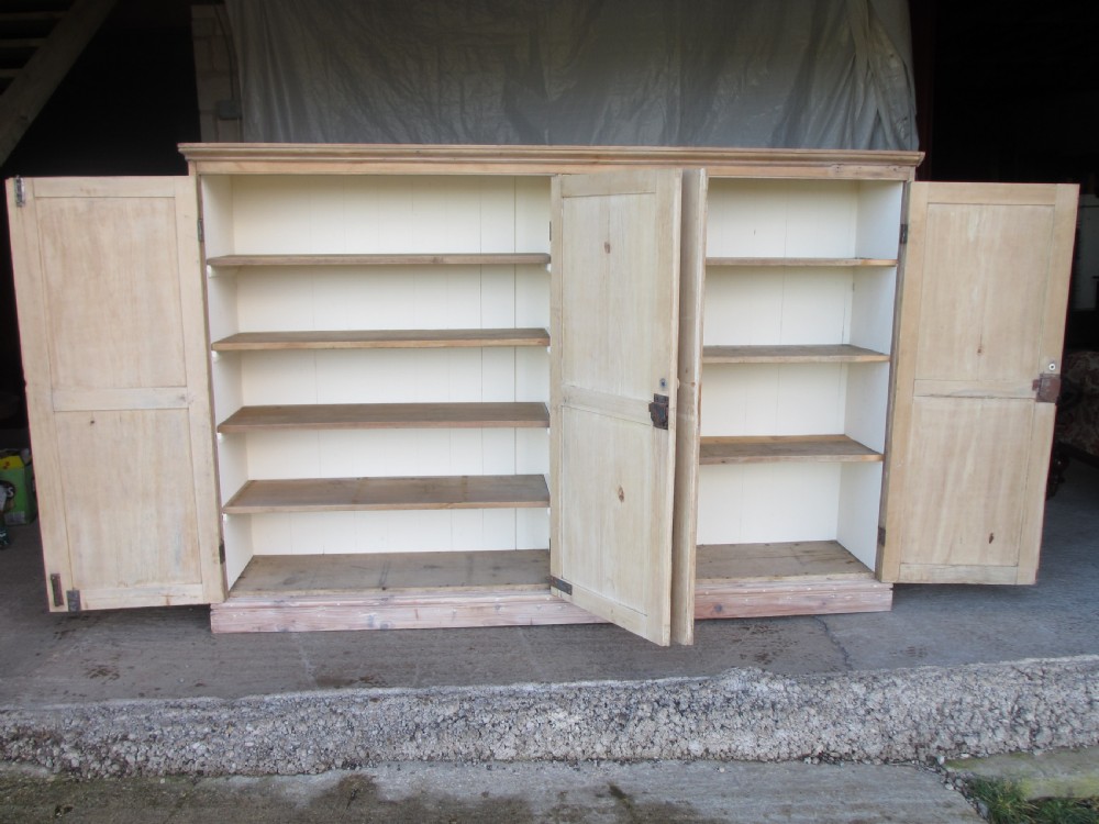 Victorian large pine four door scullery side cabinet View IX