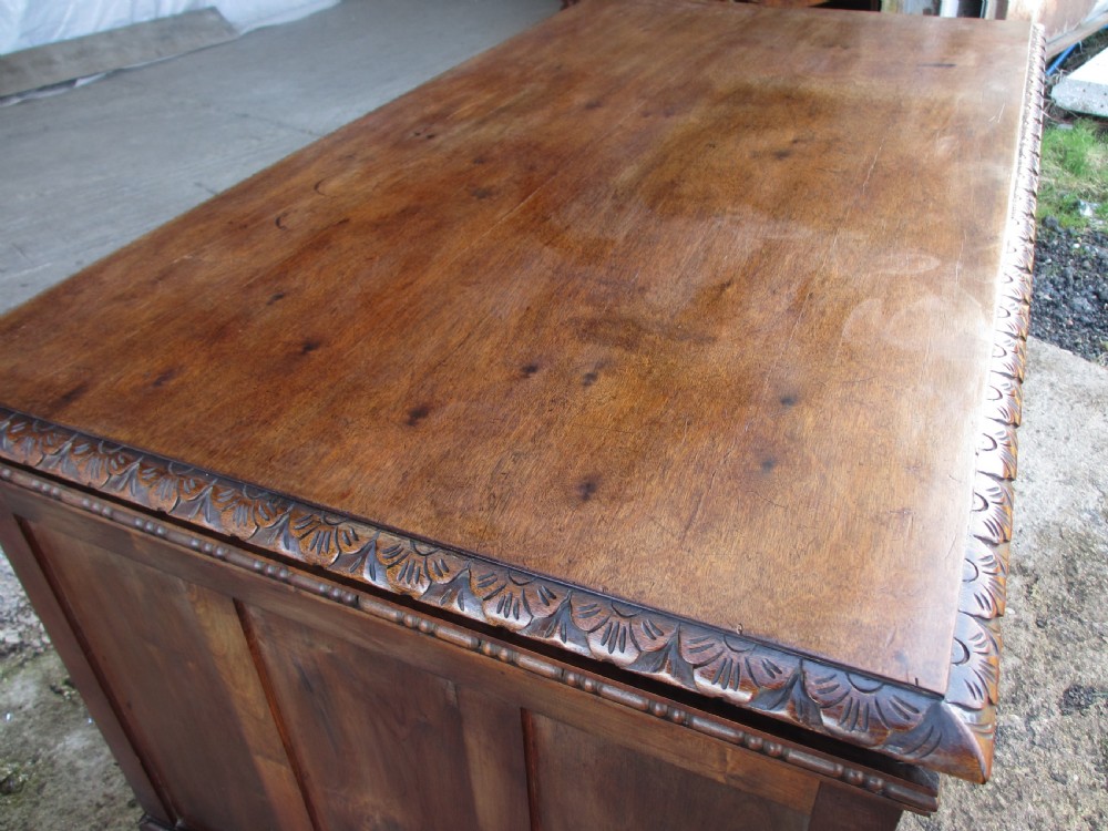 Carved Brazilian mahogany pedestal desk  View IV