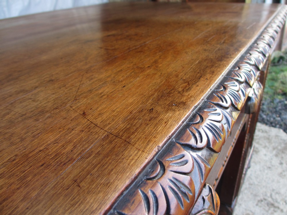 Carved Brazilian mahogany pedestal desk  View V
