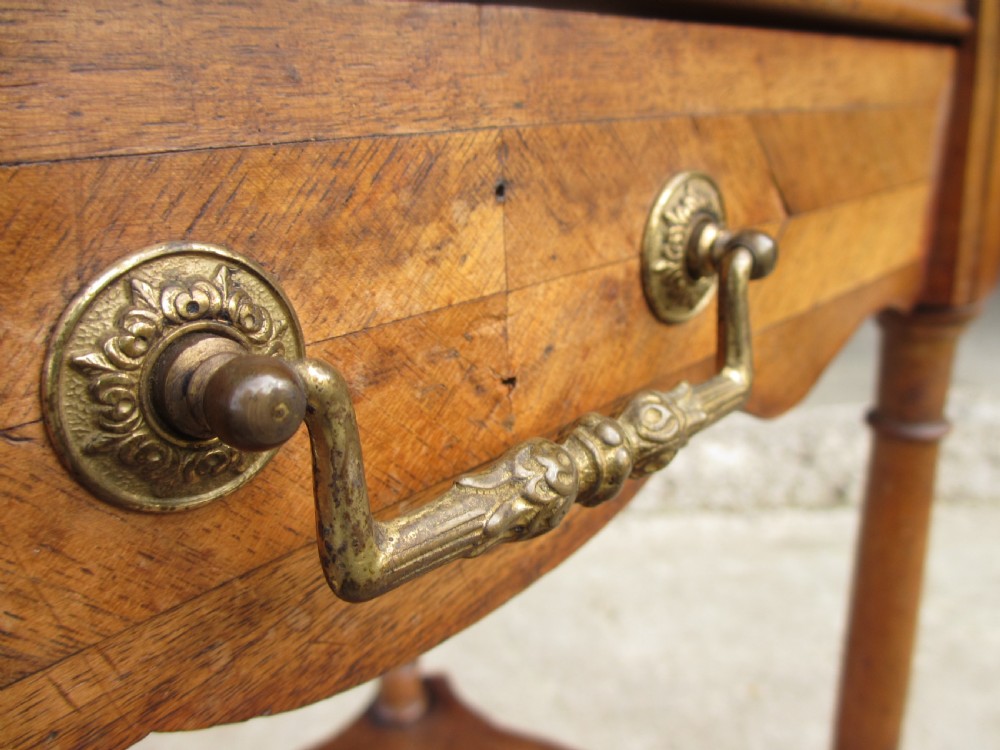 French walnut and mahogany sewing work table View VI