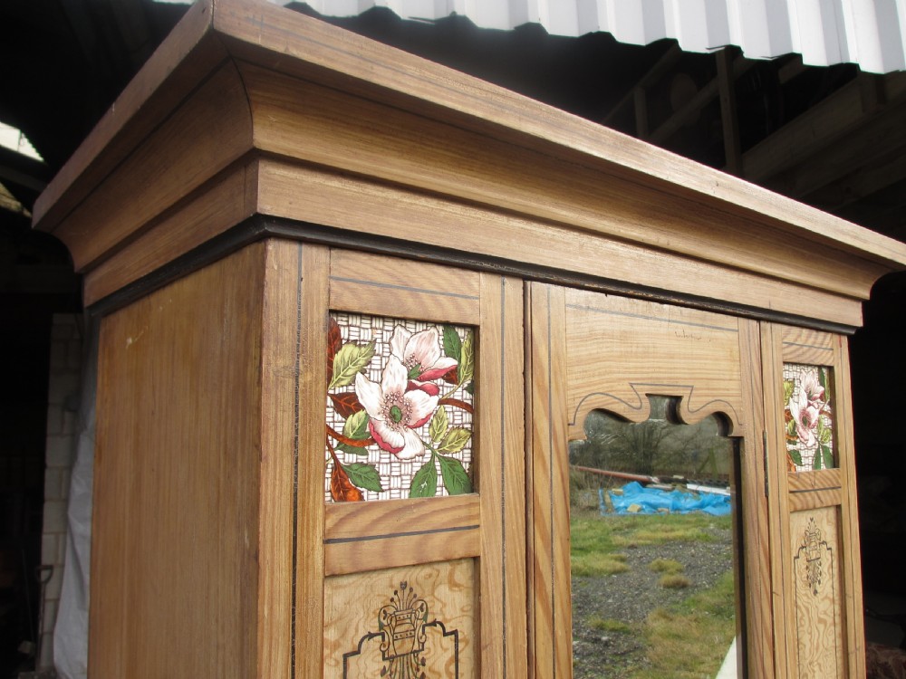 Victorian scumbled painted pine wardrobe  View III