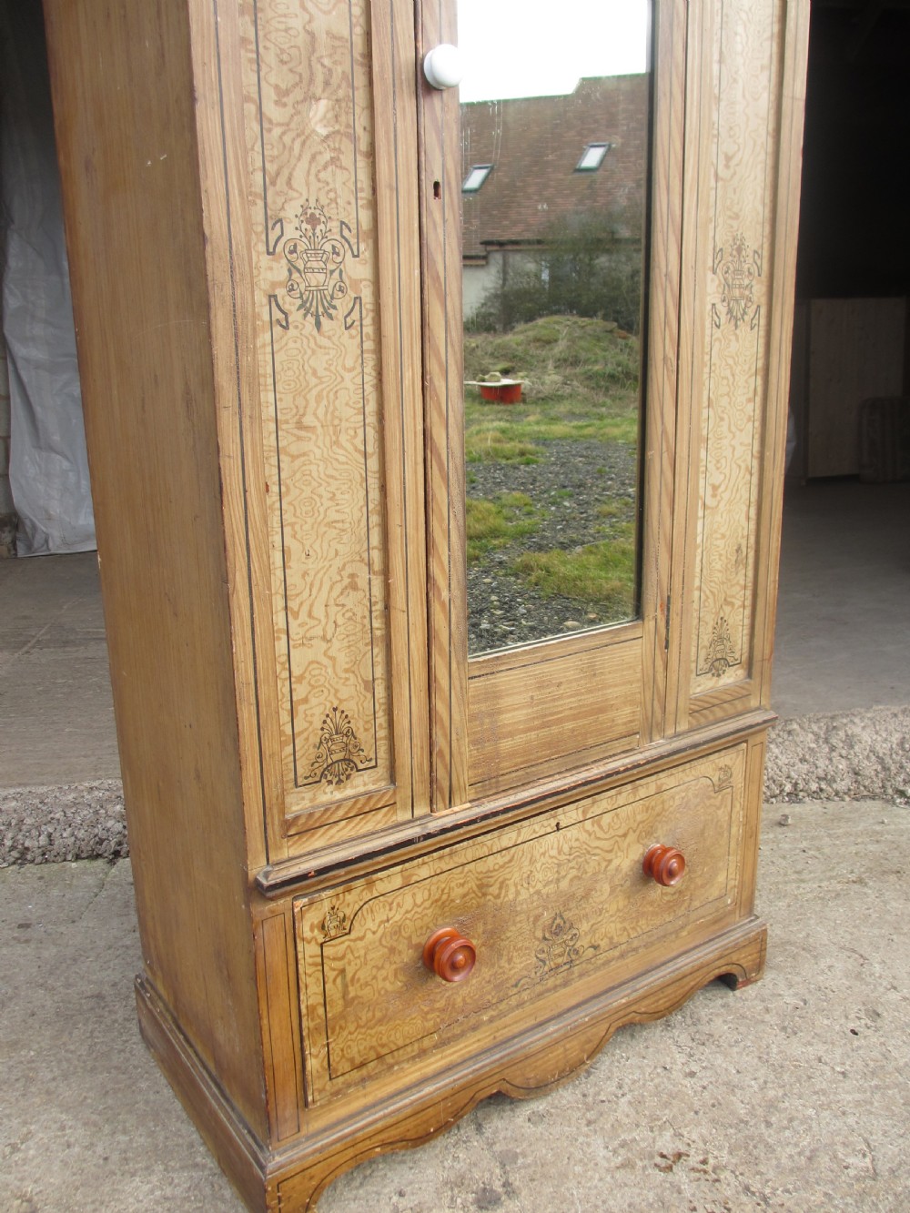Victorian scumbled painted pine wardrobe  View IV