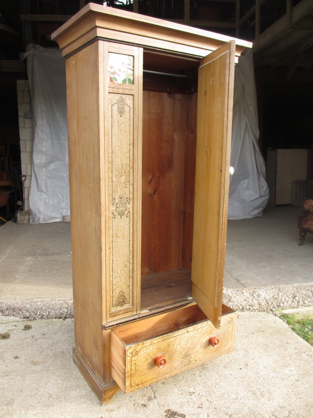Victorian scumbled painted pine wardrobe  View VIII