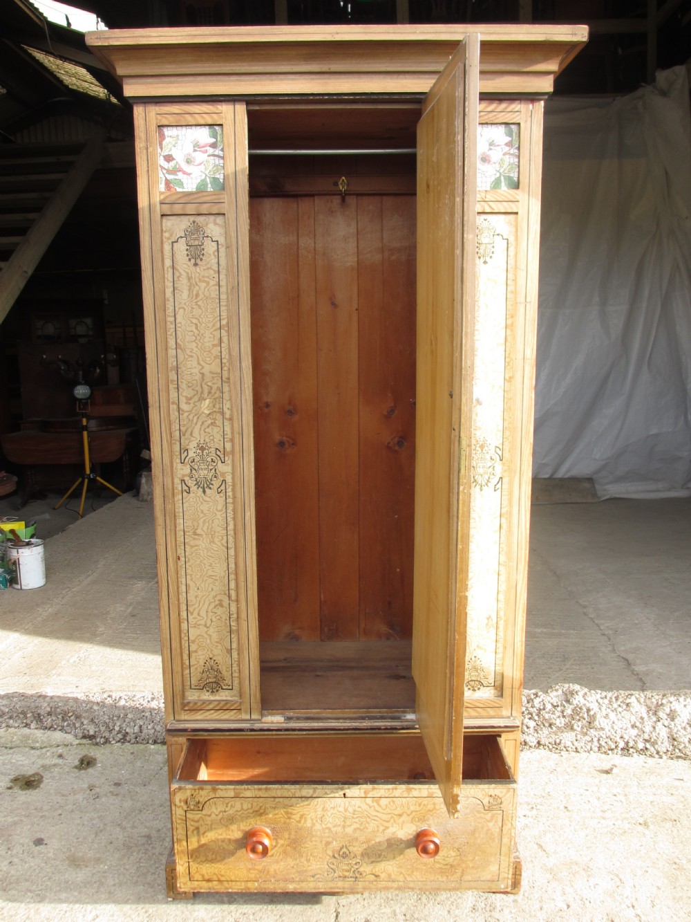 Victorian scumbled painted pine wardrobe  View X
