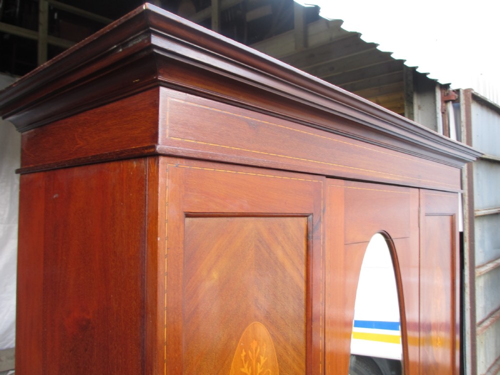 Edwardian inlaid mahogany Sheraton revival wardrobe  View III
