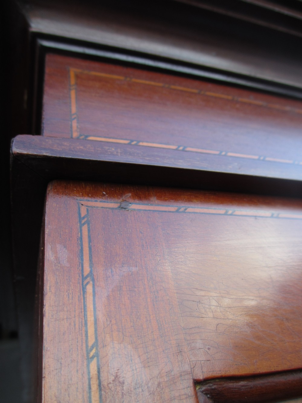 Edwardian inlaid mahogany Sheraton revival wardrobe  View V