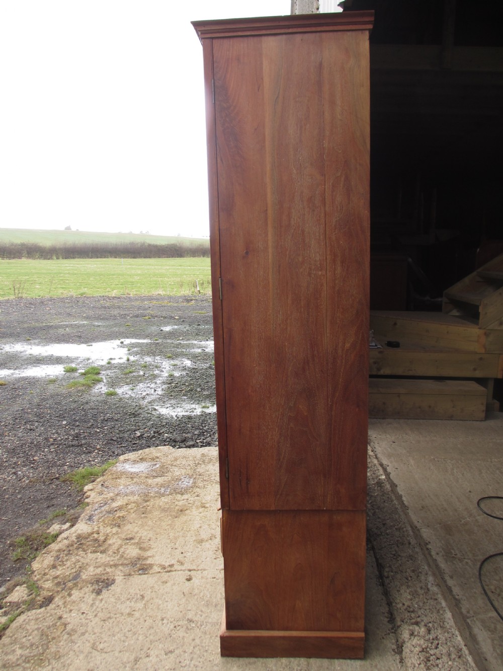Victorian stripped carved mahogany twin arched bevel mirrored door wardrobe  View XII