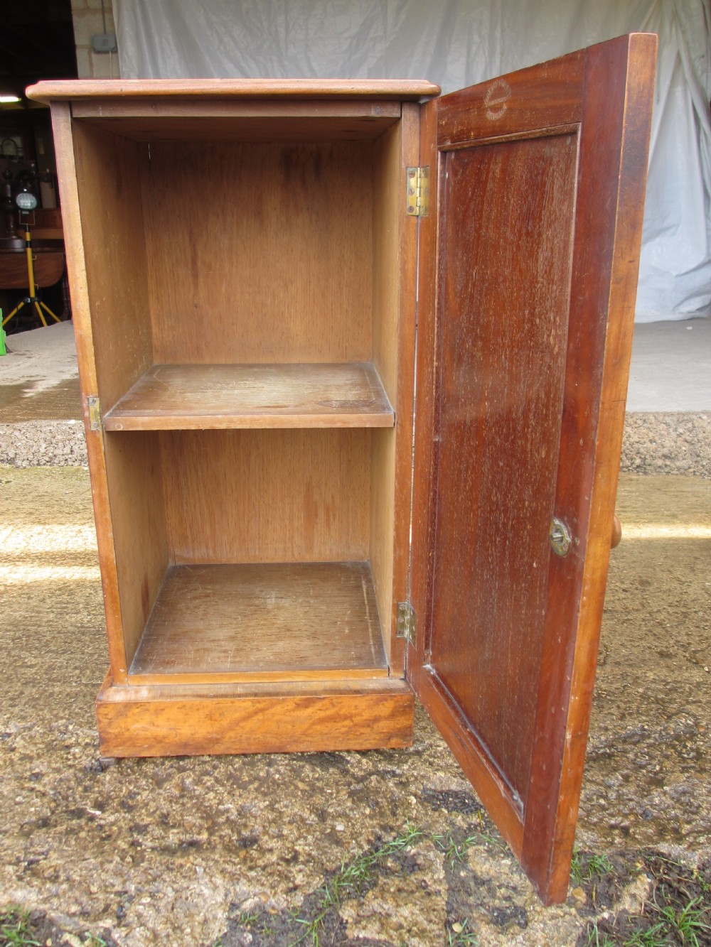 Victorian mahogany bedside cabinet with shelved interior  View VIII