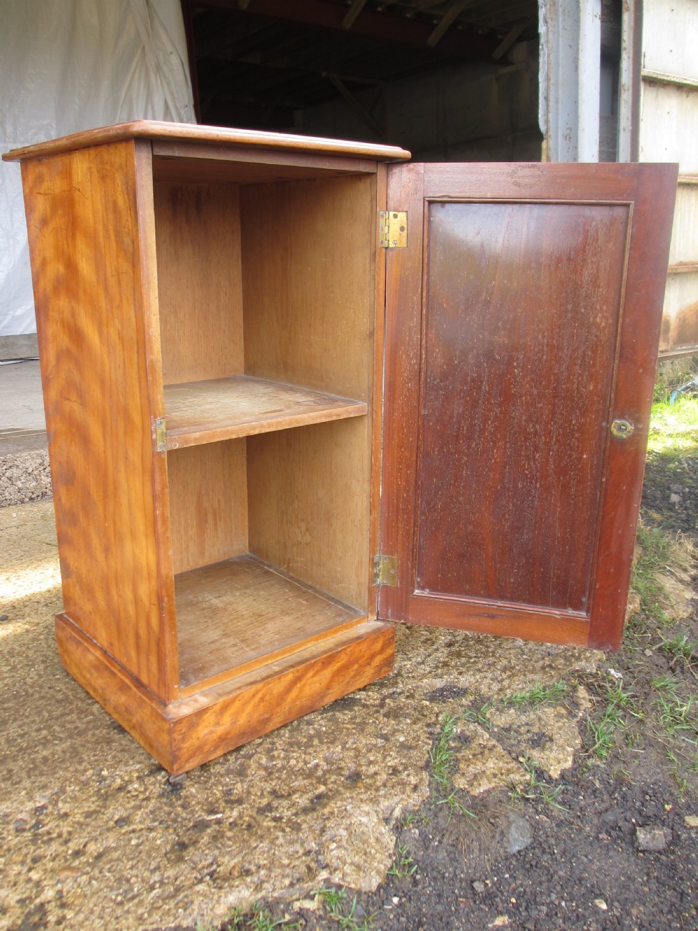 Victorian mahogany bedside cabinet with shelved interior  View IX