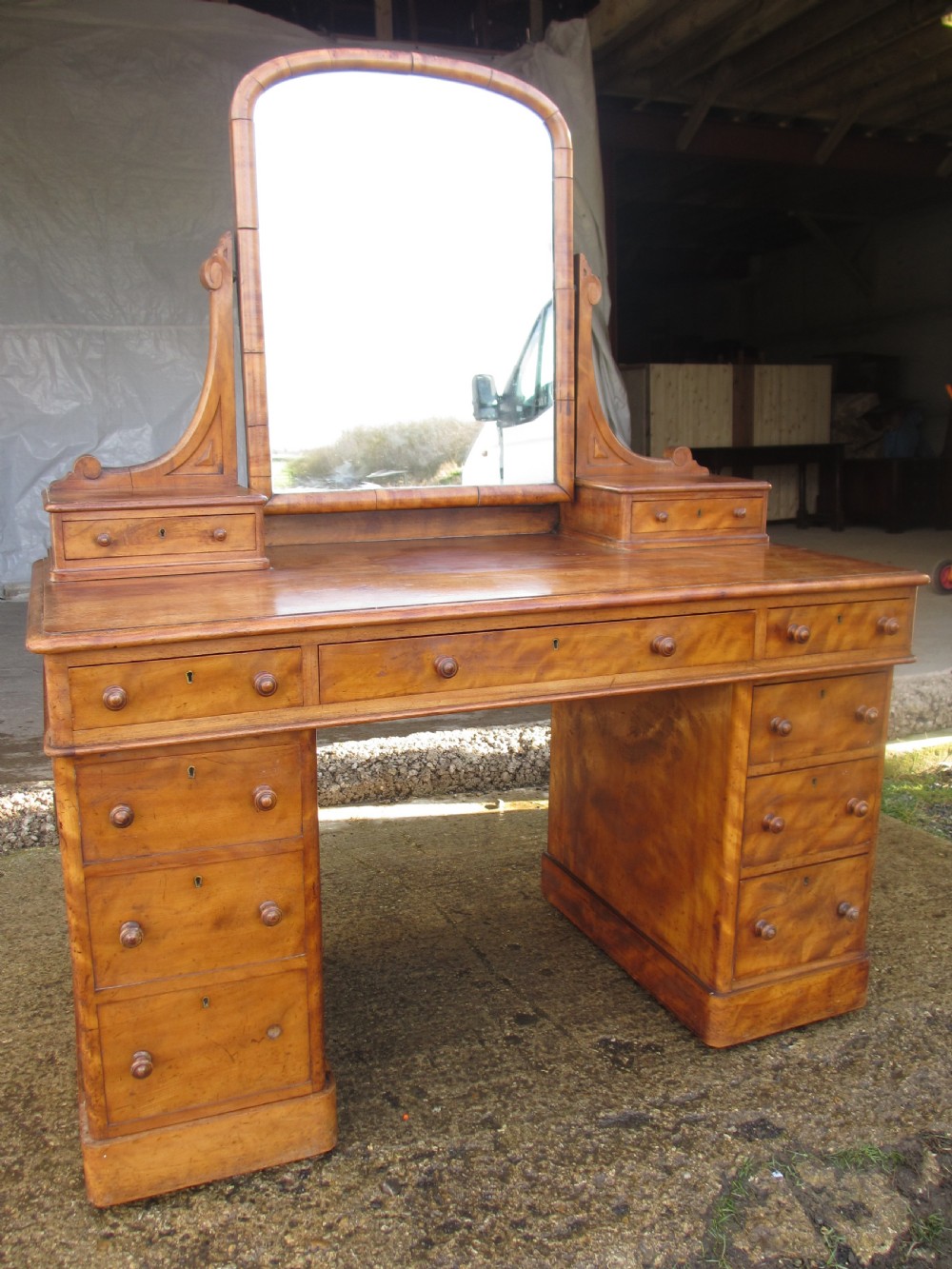 Victorian mahogany twin pedestal duchess dressing table  View II