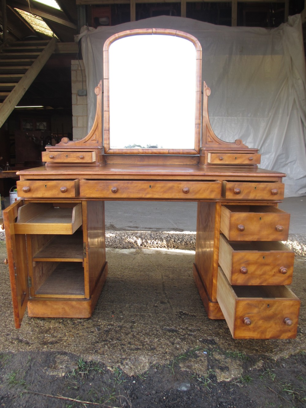 Victorian mahogany twin pedestal duchess dressing table  View IX