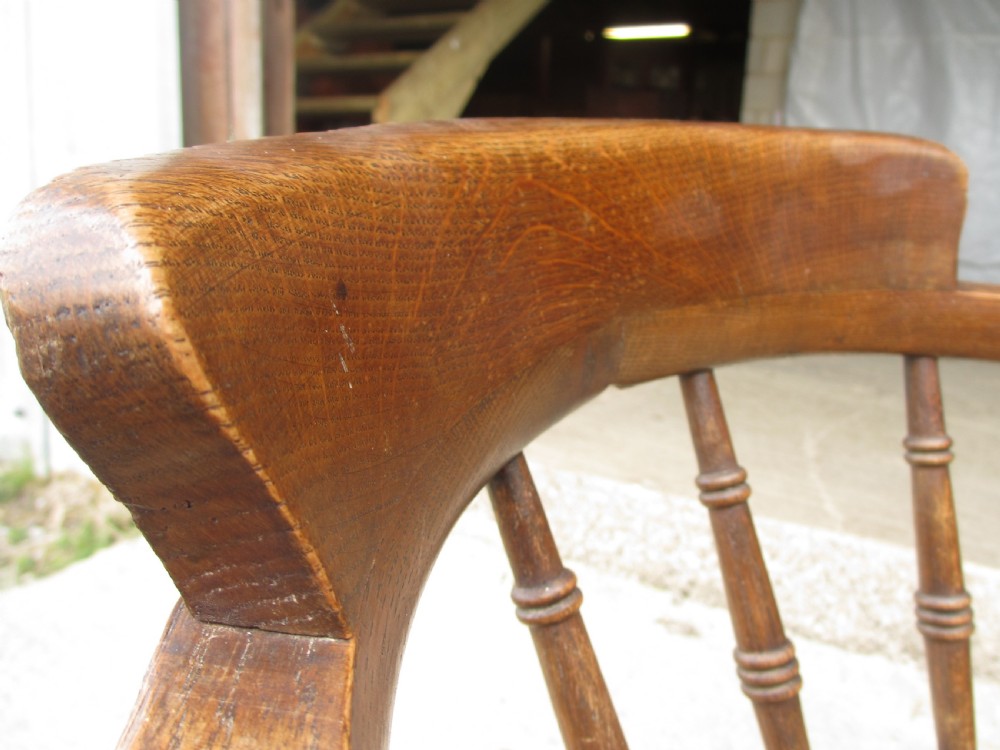 Edwardian oak spindle back swivel desk chair  View II